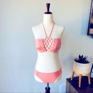 Like-New! Abercrombie & Fitch Fishnet Style Top - Salmon Two Piece Bikini Set
